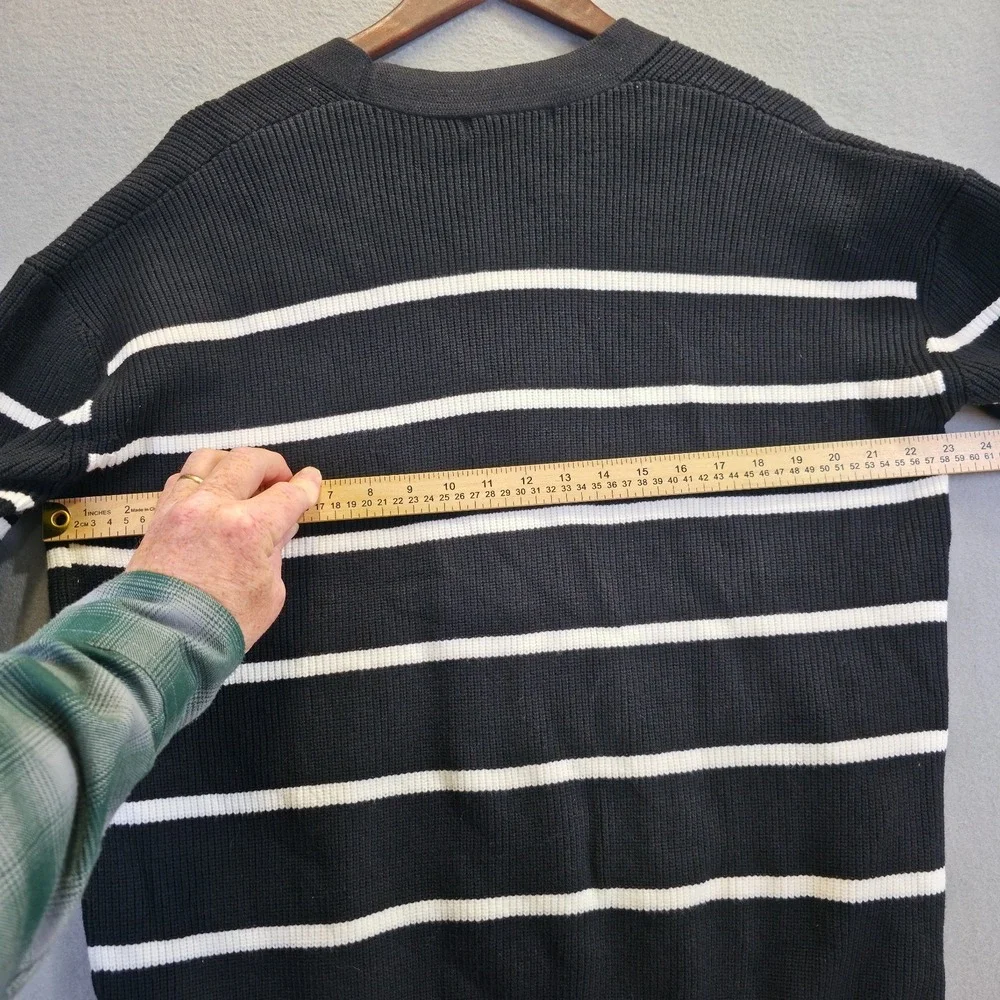Lillusory‎ Women's Black with White Stripe Cardigan Sweater Size XS NWT
